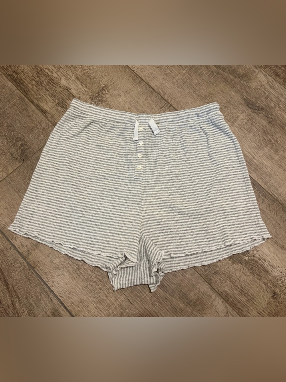 GAP Women’s Gray and White Striped Knit Lounge Shorts